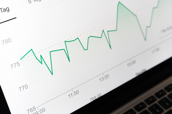 A line chart of finance data a young adult is using to keep track of investments for their retirement.